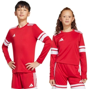 Dětské červenobílé tričko s dlouhým rukávem adidas Squadra 25 JJ0041