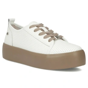 Dámské kožené polobotky sportovní creepers bílé Filippo DP6116 Dámské kožené polobotky sportovní creepers bílé Filippo DP6116