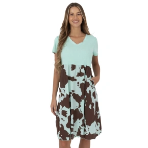 Dámské šaty DHJ SK 253701.80 Mintová s hnědou - FPrice