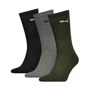 Ponožky Puma Crew, 3 páry, černé, šedé, zelené, 880355, 28