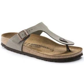 Dámské šedobéžové žabky Birkenstock Gizeh Birko-Flor Nubuck Stone regular wide (43391) dámské