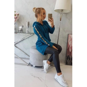Dámská delší mikina se zipem na zádech 8997 Marine Petrolejová - K-Fashion