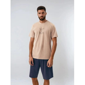 Pánské pyžamo Dreamber 42632-02X Béžová / tmavě modrá - Henderson