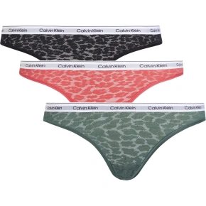 Dámské kalhotky BIKINI 3PK 000QD5069E GP6 černé/zelené/růžové - Calvin Klein