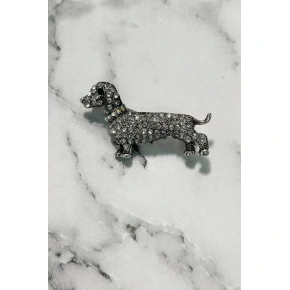 Okrasná brož Pes A-2-21-6 Stříbrná barva - Fashion Jewelry