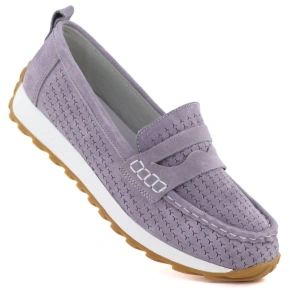 Fialové semišové kožené mokasíny Sergio Leone SP009 Fialové semišové kožené mokasíny Sergio Leone SP009