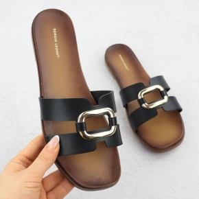 Dámské žabky s ornamentem černé Sergio Leone SK077H