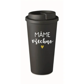 MÁME VŠECHNO - černý termohrnek 475 ml