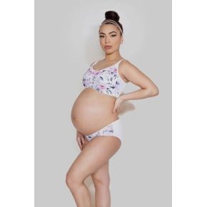Dámská podprsenka kojící top Easy Bra MAMA basic bílá s květy  - Mitex