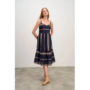 Dámské šaty 16501 Tmavě modrá s béžovou vzor - Vamp