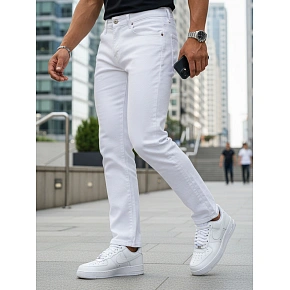Pánské bílé džíny slim fit UX4487 bílé - FashionStreet Pánské bílé džíny slim fit UX4487 bílé - FashionStreet