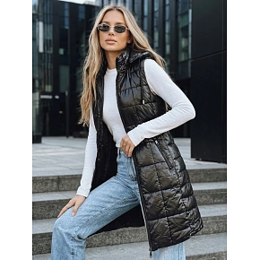 Dámská prošívaná vesta TY5257 s kapucí černá - FashionStreet 