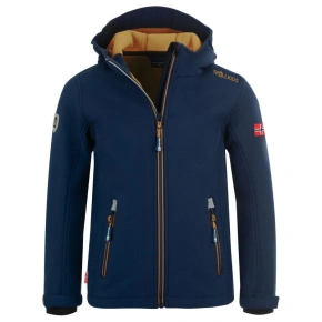 TrollKids Dětská softshellová bunda Trollfjord Jacket mystic blue/golden yellow softshell navy (161-146)