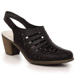 Dámské pohodlné kožené sandály na podpatku Rieker 40959-00