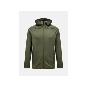 Mikina Peak Performance Rider Essentials s kapucí na zip - pine needle/pine needle velikost: l