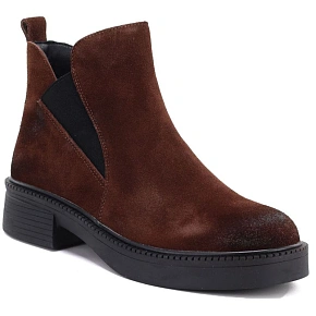 Dámské kožené kotníkové boty na podpatku, hnědé, Vinceza 133128