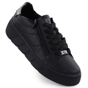 Dámské kožené boty na platformě černé Rieker W2605-02