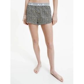 Dámské pyžamové šortky QS6437E - V4L Fialová se zvířecím vzorem - Calvin Klein