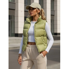 Dámská prošívaná vesta WILLOW TY3797 pistáciová -  FashionStreet