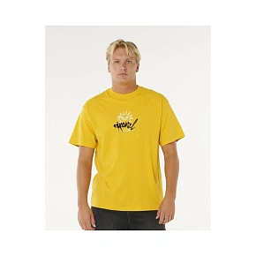 Pánské tričko RIP CURL Inner Visions Rotten Sun Tee, žluté Pánské tričko RIP CURL Inner Visions Rotten Sun Tee, žluté