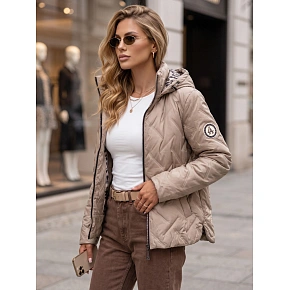 Dámská přechodová bunda s kapucí TY5774 sv.hnědá - FashionStreet