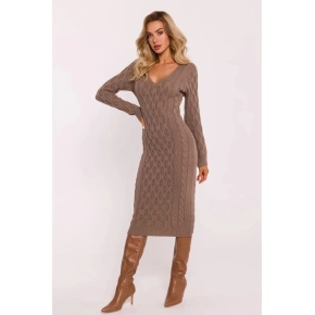 Dámské svetrové šaty M824 Cappuccino - MOE