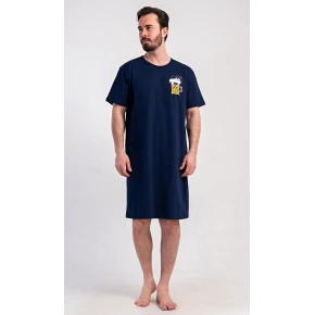 Pánská noční košile s krátkým rukávem Pivo Tmavě modrá - Vienetta