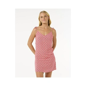 Šaty RIP CURL Cala Mayor Mini Tie Dress, červené Šaty RIP CURL Cala Mayor Mini Tie Dress, červené