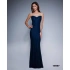 Dámské společenské šaty SOKY SOKA s perličkami a krajkou dlouhé tmavě modré - Tmavě modrá / XL - SOKY&SOKA