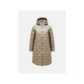 Dámský kabát PEAK PERFORMANCE Helium Down Coat Women, barva béžová Dámský kabát PEAK PERFORMANCE Helium Down Coat Women, barva béžová