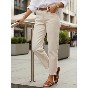 Dámské džíny regular fit high rise ecru FashionStreet UY2987