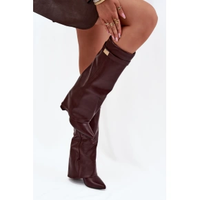 Dámské kozačky na podpatku LQ-69 Vínová - Stephan Paris