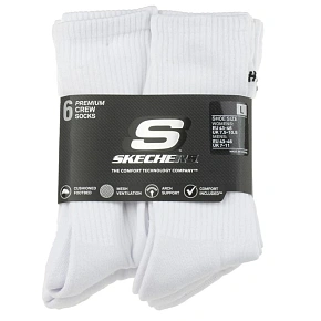 Skechers 6pk Core Crew LG ponožky S118220-WHT bílé 43–46 Skechers 6pk Core Crew LG ponožky S118220-WHT bílé 43–46
