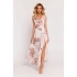 Dámské šifonové šaty M781 model 2  Ecru s květy - MOE