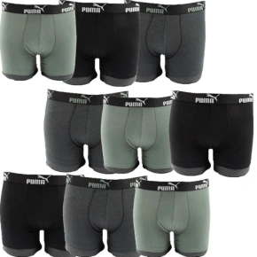 Pánské boxerky Puma 9-Pack černá šedá khaki pohodlná bavlna