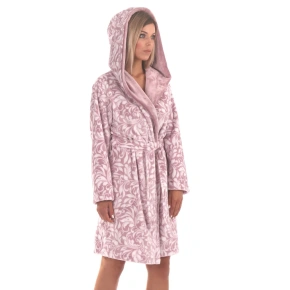 Dámský župan krátký s kapucí Flora 4856 4303 Světle fialová s bílou - Vestis