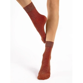Dámské ponožky G 1178 Brillo 60 den Červená se zlatou - Fiore