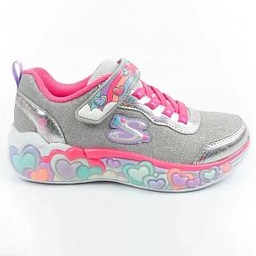Skechers S Lights LED dětská sportovní obuv pro dívky na suchý zip šedá