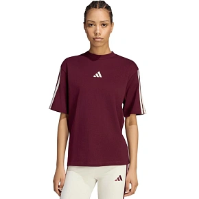 Koszulka damska adidas Essentials 3-Stripes Boyfriend bordowa KX0793
