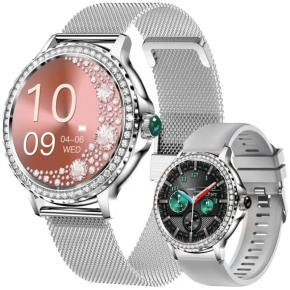 Dámské chytré hodinky Rubicon RNCF19-1 Stříbrný náramek + řemínek Dámské chytré hodinky Rubicon RNCF19-1 Stříbrný náramek + řemínek