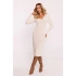 Dámské svetrové šaty M824 Světle béžová - MOE