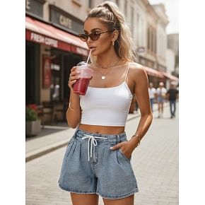 Dámské džínové šortky SY0552 modré  - FashionStreet