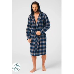 Pánský župan MGD 431 Tmavě modrá s hnědou - Key