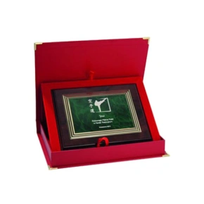 Plastový diplom s gravírováním na zlaté desce + ETUI