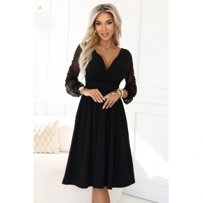 Elegantní midi šaty 657-1 černé - Numoco
