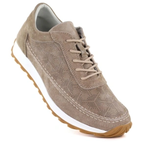 Dámské semišové kožené polobotky světle hnědé Sergio Leone SP001