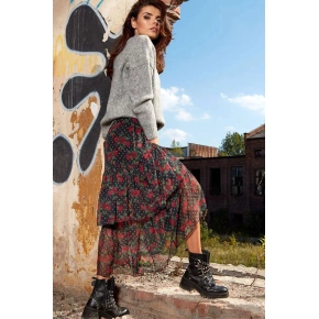 Dámská sukně A331 černá s květy - Awama