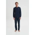 Pánské pyžamo s dlouhým rukávem 19661 tmavě modré - Vamp