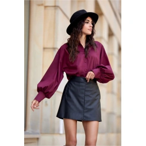 Krátká koženková sukně SPO0052 černá - Roco Fashion