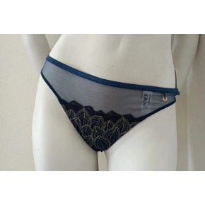 Dámské tanga 90601 petrolejově modré se zlatou - Selmark